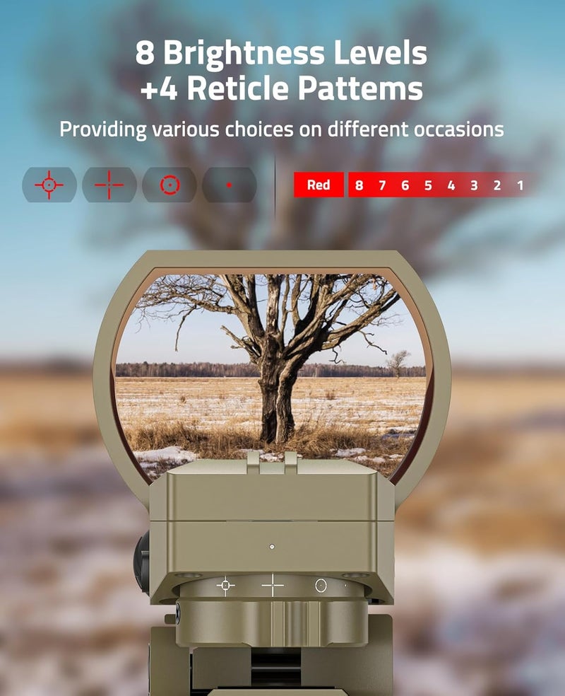 CVLIFE FoxSpook Rechargeable Reflex Sight, 1X28x40mm Red Dot Sight, 4 Adjustable Reticles Red Dot Optics for Picatinny Rail, Red Dot Scope, Paintball Sight Absolute Co-Witness - Image 4